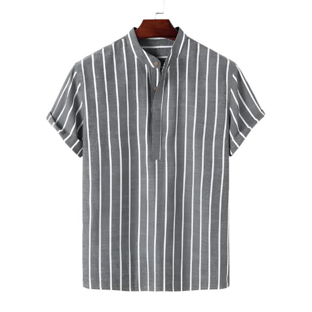 Amethyst-Short Sleeve Striped Polo Shirt