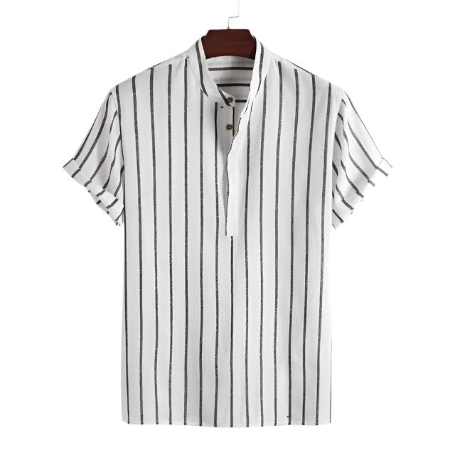 Amethyst-Short Sleeve Striped Polo Shirt